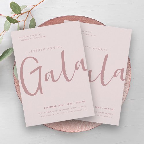 Modern Minimal GALA Company Business Blush Pink Invitation