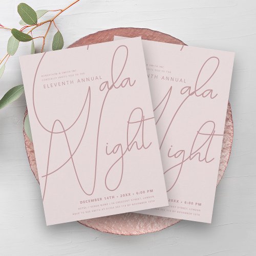 Modern Minimal GALA Company Business Blush Pink  Invitation