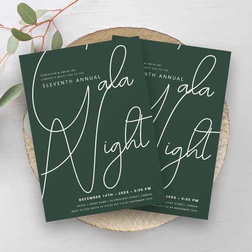 Modern Minimal GALA Company Business Emerald  Invitation