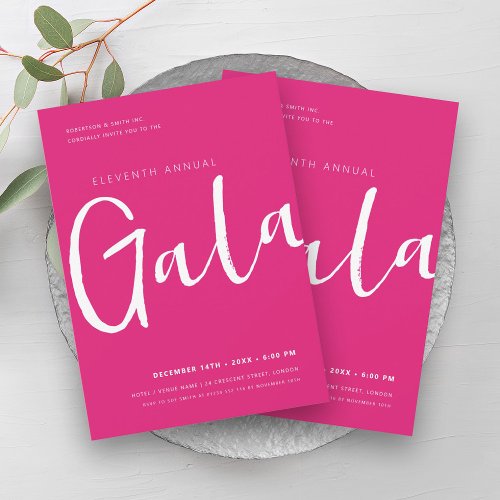 Modern Minimal GALA Company Business Hot Pink  Invitation