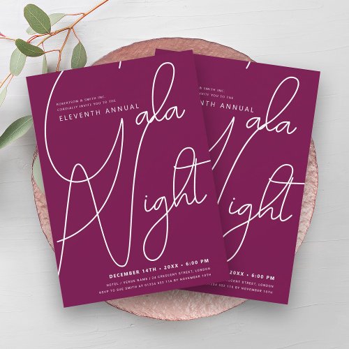 Modern Minimal GALA Company Business Magenta  Invitation