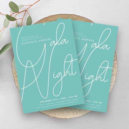 Modern Minimal GALA Company Business Teal  Invitation