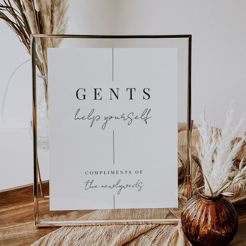 Modern Minimal Gents Wedding Bathroom Basket Sign