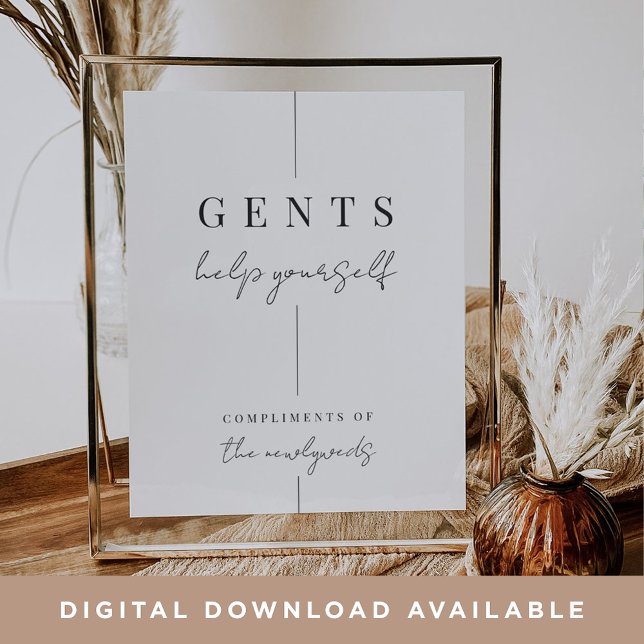 Modern Minimal Gents Wedding Bathroom Basket Sign (Creator Uploaded)