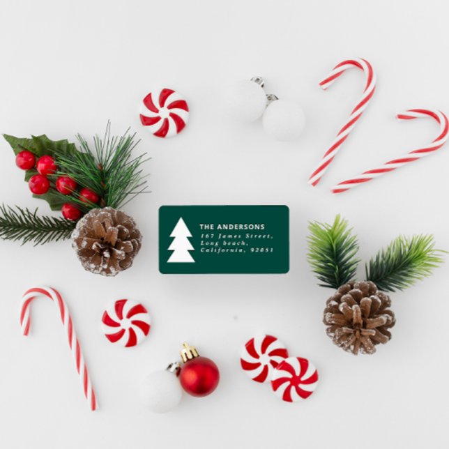 Modern minimal geometric green Christmas graphic Label (Creator Uploaded)