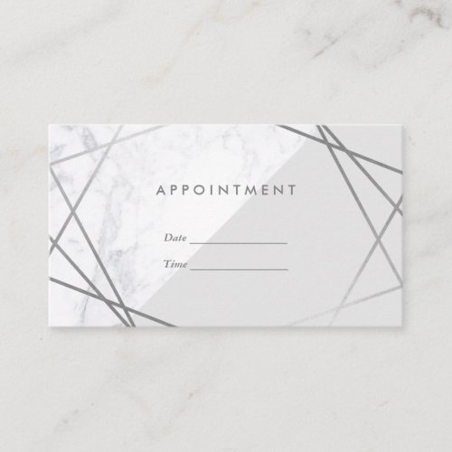 Modern Minimal Geometric Marble  Grey Appointment Business Card
