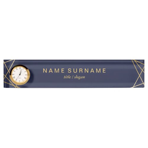 Modern Minimal Geometric Office  School Clock Desk Name Plate