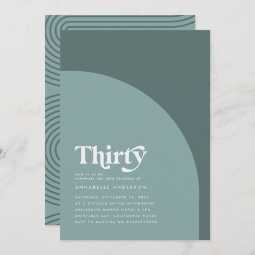 Modern minimal geometric teal blue birthday