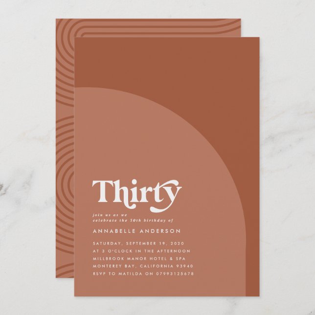 Modern minimal geometric terracotta birthday (Front/Back)