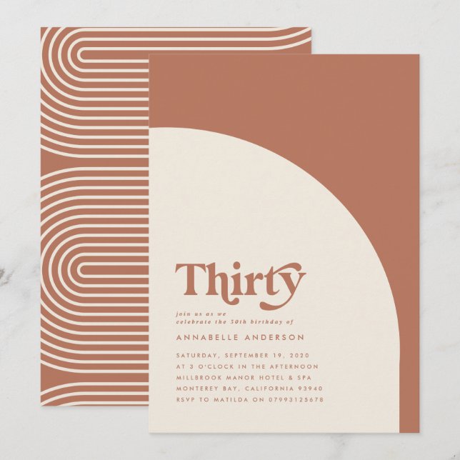 Modern minimal geometric terracotta birthday (Front/Back)