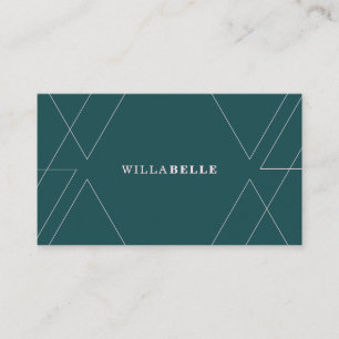 Modern Minimal Geometrical Line Pattern Jade/Pink Business Card