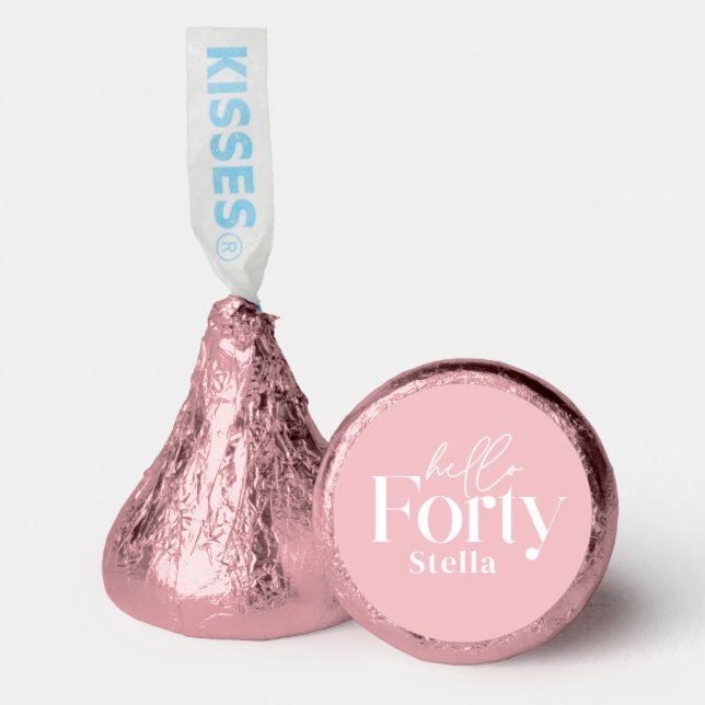 Modern minimal girly pink 40th birthday decor hershey®'s kisses® (Front)