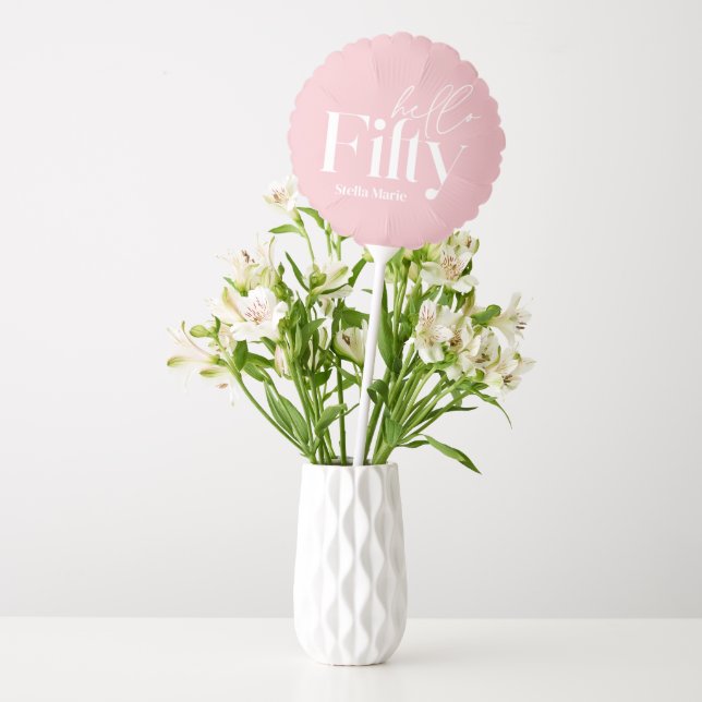 Modern minimal girly pink simple 50th birthday balloon (Vase)