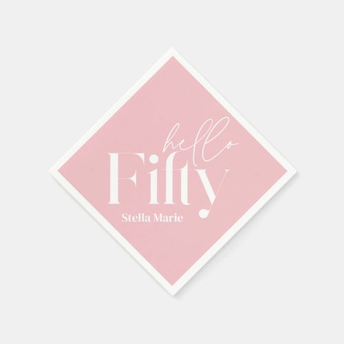 Modern minimal girly pink simple 50th birthday napkins