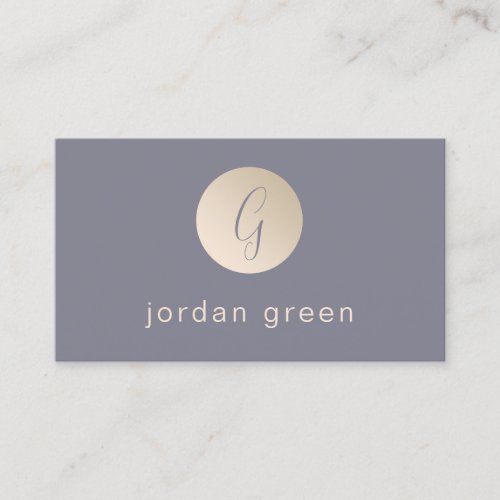 Modern minimal gold blue monogram  business card