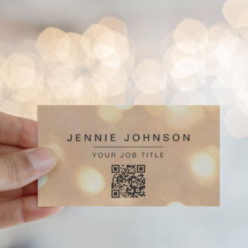 Modern Minimal Gold Bokeh Qr Code Business Card by CoutureBusiness at Zazzle