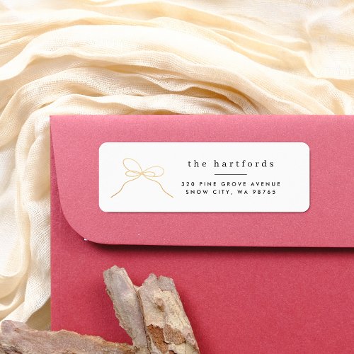 Modern Minimal Gold Bow Elegant Typography Family Label