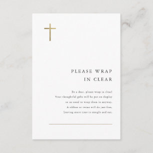 Modern Minimal Gold Cross Baptism Enclosure Card