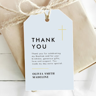 Modern Minimal Gold Cross Baptism Gift Tags