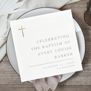 Modern Minimal Gold Cross Baptism Napkins
