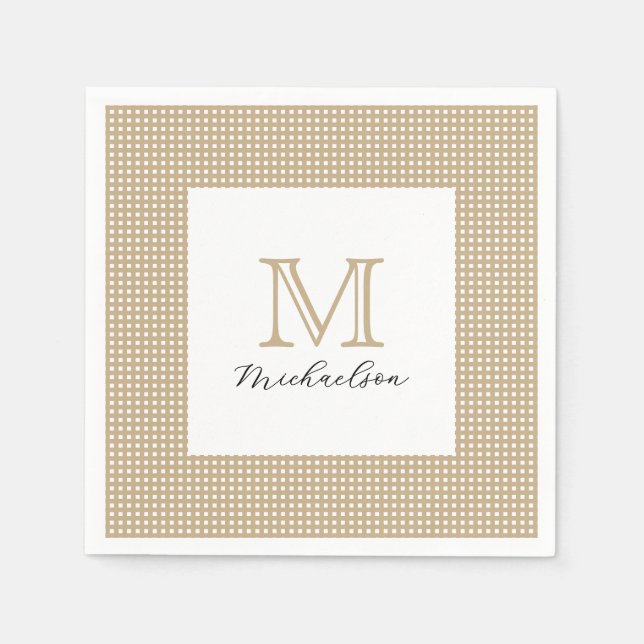 Modern Minimal Gold Elegant Monogram Napkins (Front)