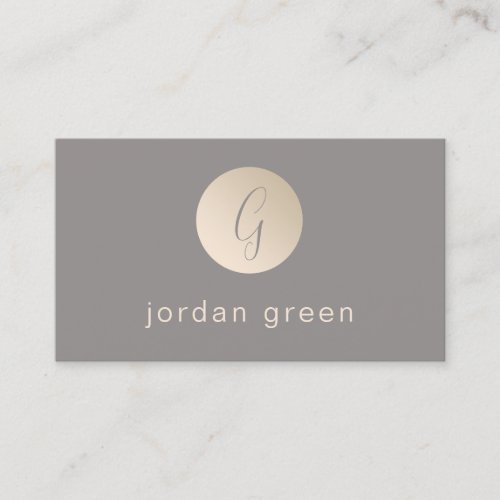Modern minimal gold grey monogram  business card
