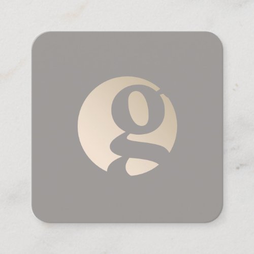 Modern minimal gold grey monogram   square business card