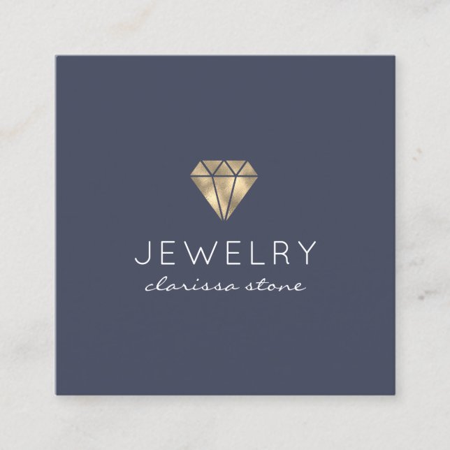 Modern minimal gold jewelry  square business card (Front)