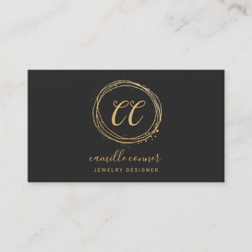 Modern Minimal Gold Monogram Jewelry Designer Business Card