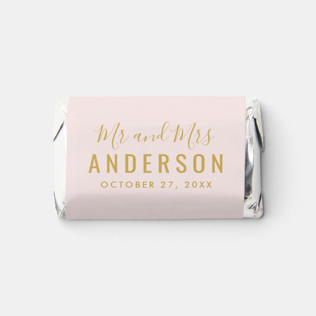 Modern Minimal Gold Pink Custom Mr and Mrs Hershey's Miniatures (Front)