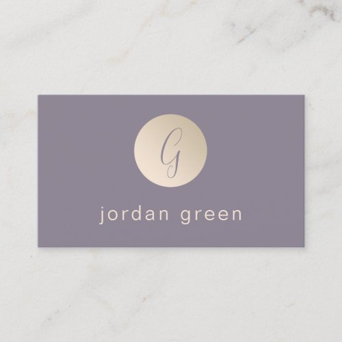 Modern minimal gold purple monogram business card