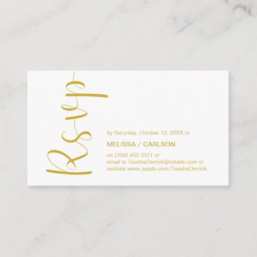 Modern Minimal Gold Script RSVP respond Enclosure Card