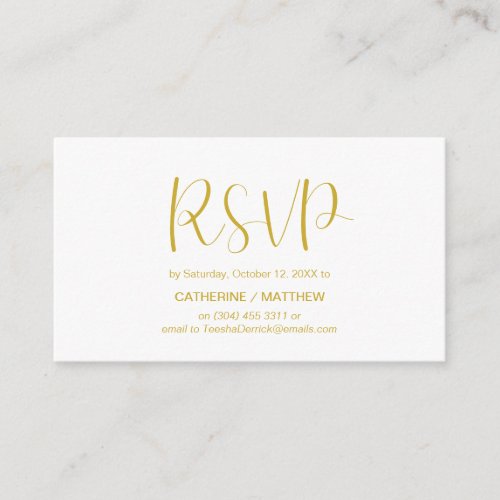 Modern Minimal Gold Script RSVP respond Enclosure Card