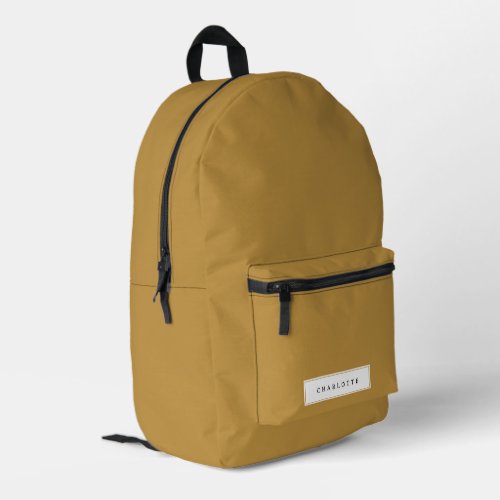Modern Minimal Gold Solid Color Custom Name Printed Backpack