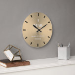 Modern Minimal Gold Wedding Anniversary Keepsake Large Clock<br><div class="desc">A modern,  simple,  classy,  elegant,  personalized wedding anniversary keepsake clock featuring modern typography and a gold,  brushed metal background. A nice custom wedding or anniversary gift for a young - and young at heart - couple celebrating their 1st,  3rd,  5th,  10,  25th or 50th anniversary.</div>