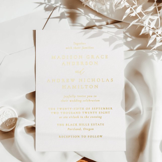 Modern Minimal Gold Wedding Foil Invitation (Creator Uploaded)