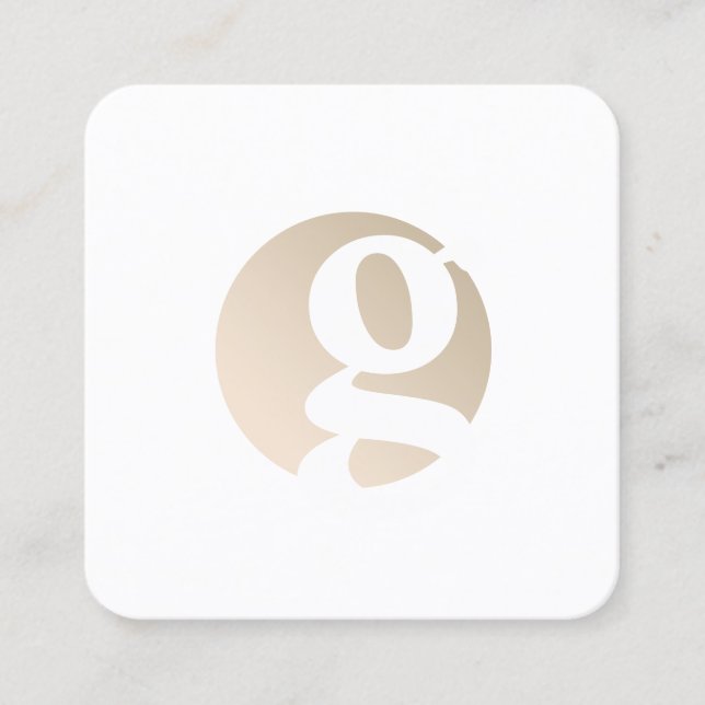Modern minimal gold white monogram    square business card (Front)