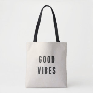 Modern Minimal Good Vibes Summer Festival Tote Bag