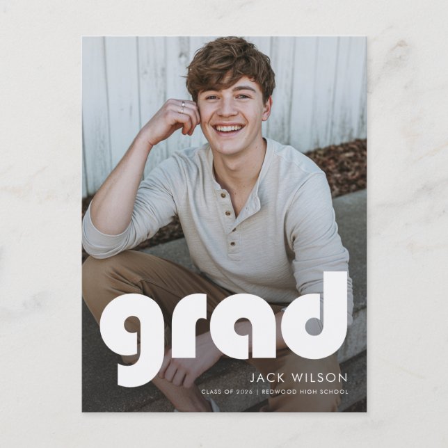 Modern Minimal Grad Photo Graduation Party Invite (Front)