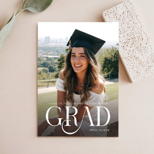 Modern Minimal Grad Photo Graduation Party  Postcard