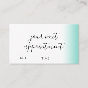 Modern minimal gradient mint white makeup & hair appointment card