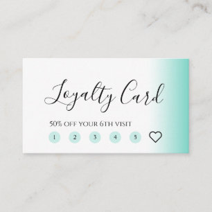 Modern minimal gradient mint white makeup & hair loyalty card