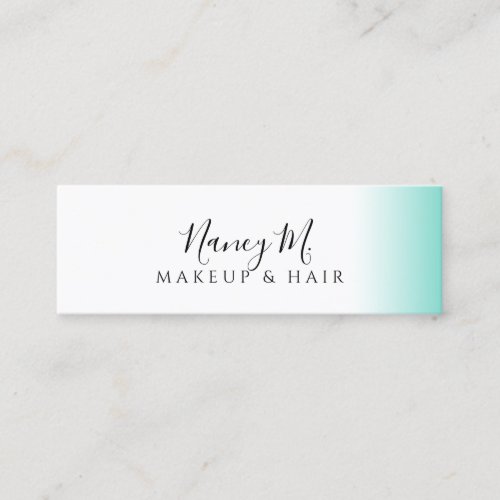 Modern minimal gradient mint white makeup  hair mini business card