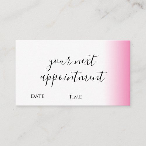Modern minimal gradient pink white makeup  hair appointment card