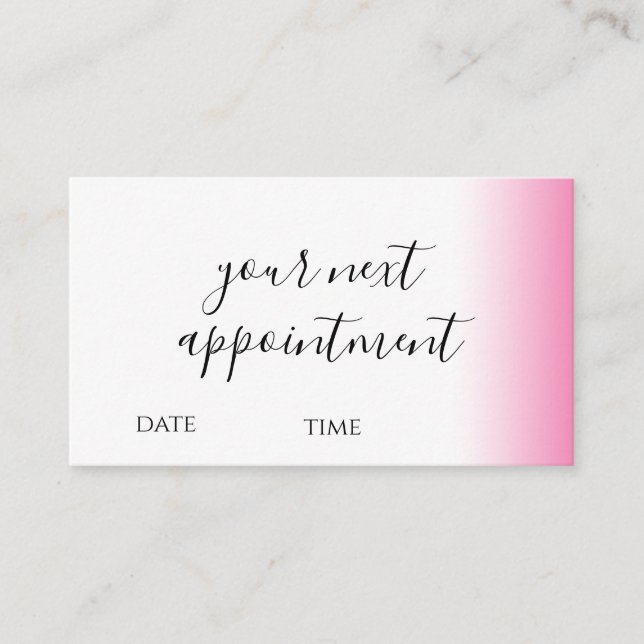 Modern minimal gradient pink white makeup & hair appointment card (Front)