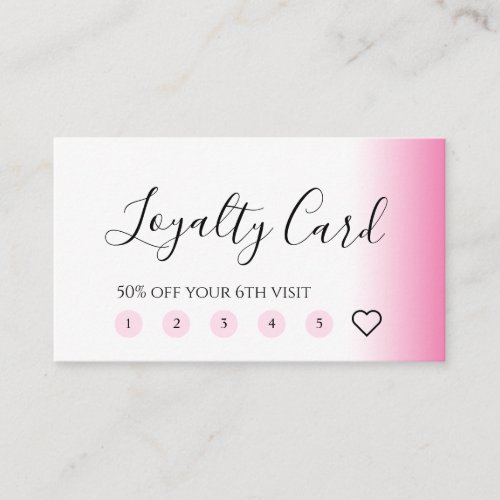 Modern minimal gradient pink white makeup  hair loyalty card