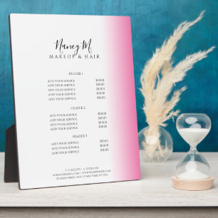 Modern minimal gradient pink white makeup & hair plaque