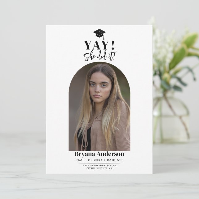 Modern Minimal Graduation Dome Photo Announcement  (Standing Front)