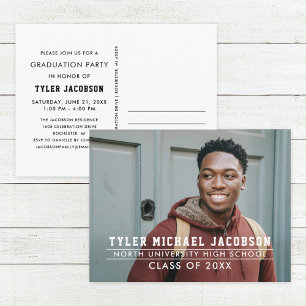 Modern Minimal Graduation Party Photo Postcard