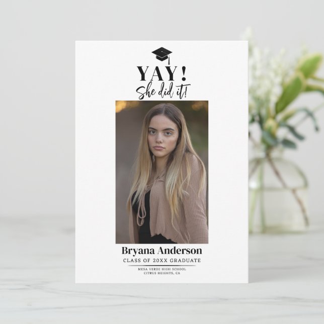 Modern Minimal Graduation Photo Announcement  (Standing Front)